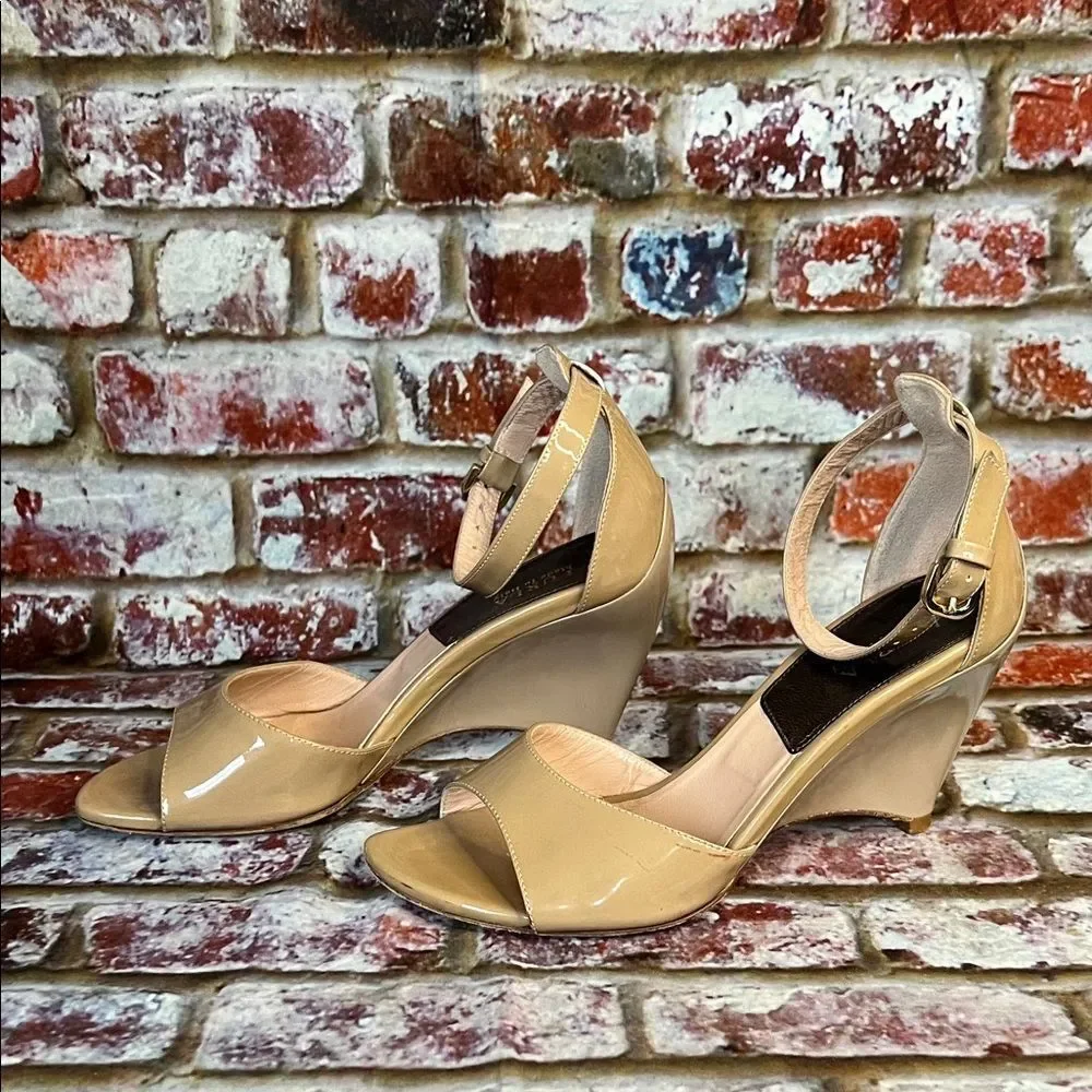 * Furla Nude Patent Leather Open-Toe Heels